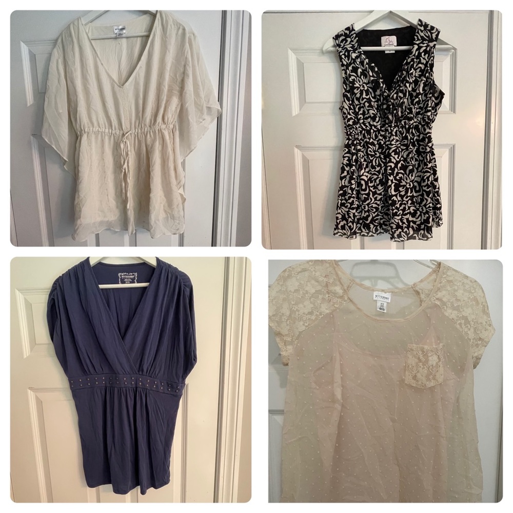 Medium lot of four maternity blouse tops